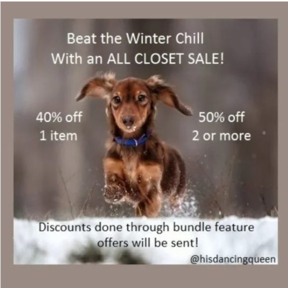 40% OFF 1 item 50% OFF 2 or more items  ALL CLOSET SALE - Picture 1 of 1
